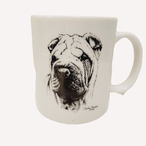 Vtg Rosalinde Sharpai Puppy Dog Face Coffee Mug Cup Hand Decorated USA